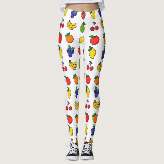 Kleurrijk, gemengd fruitpatroon leggings (Voorkant)
