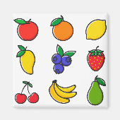 Kleurrijk gemengd fruitpatroon magneet (Voorkant)