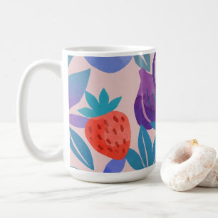 Kleurrijk gemengd fruitpatroon moderne kunstprint koffiemok
