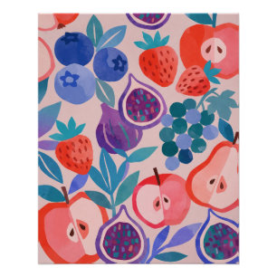 Kleurrijk gemengd fruitpatroon moderne kunstprint perfect poster