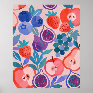 Kleurrijk gemengd fruitpatroon moderne kunstprint poster