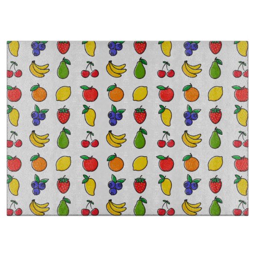 Kleurrijk, gemengd fruitpatroon snijplank (Voorkant)