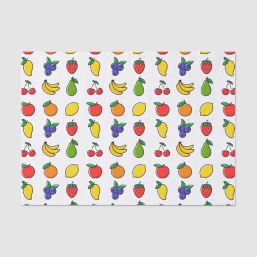 Kleurrijk gemengd fruitpatroon tissuepapier (Voorkant)