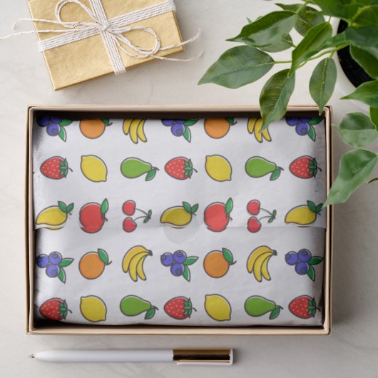 Kleurrijk gemengd fruitpatroon tissuepapier (Geschenk)