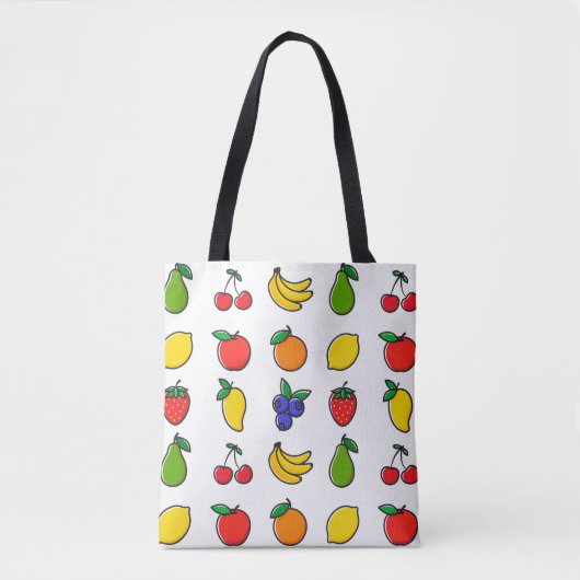 Kleurrijk, gemengd fruitpatroon tote bag (Voorkant)