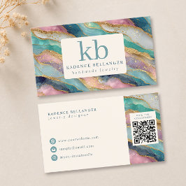 Kleurrijk Geode Patroon Monogram Sieraden Ontwerpe Visitekaartje