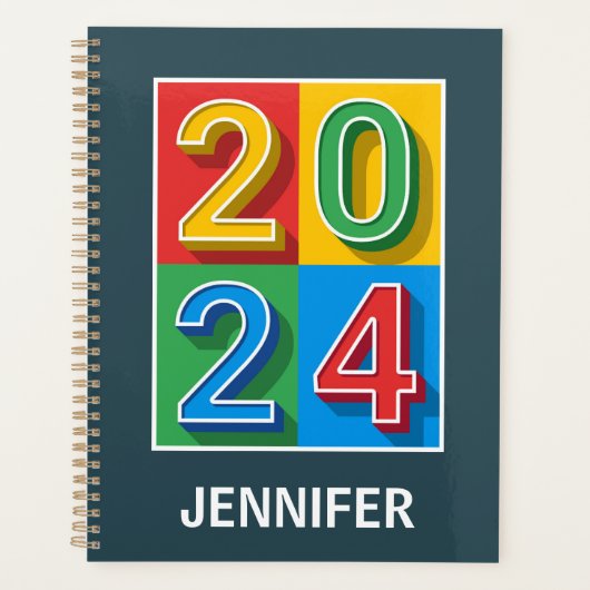 Kleurrijk geometrisch 2024 ontwerp planner (Voorkant)