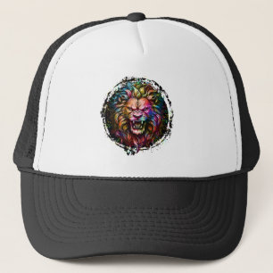 KLEURRIJK GEOMETRISCH ABSTRACT MAJESTUEUZE LEEUWEN TRUCKER PET