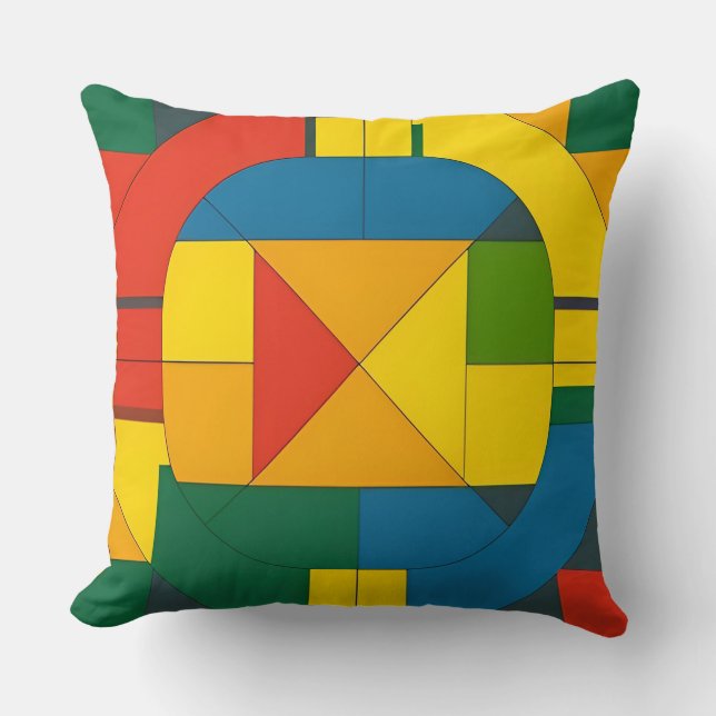 Kleurrijk Geometrisch Abstract Ontwerp Kussen (Voorkant)