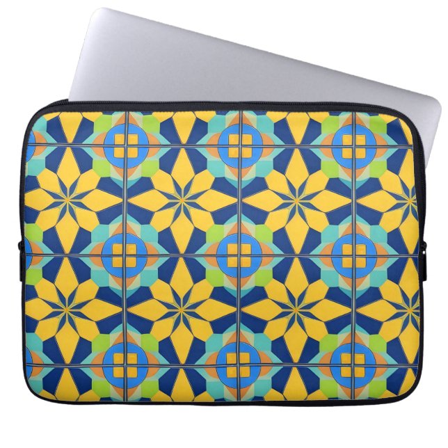 Kleurrijk Geometrisch Abstract Ontwerp Laptop Sleeve (Voorkant)