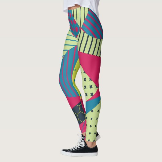 Kleurrijk Geometrisch Abstract Ontwerp Leggings (Links)