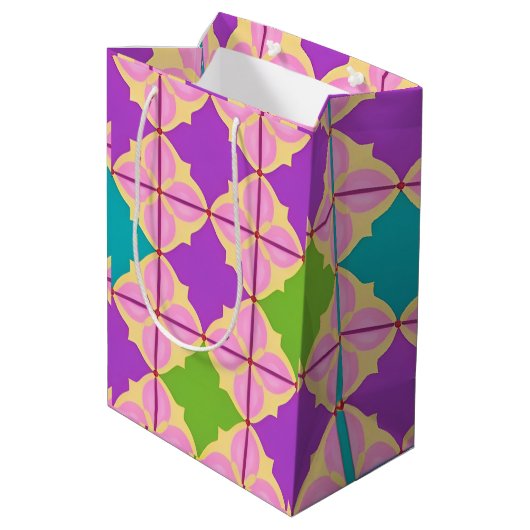 Kleurrijk Geometrisch Abstract Ontwerp Medium Cadeauzakje (Achterkant Gekanteld)