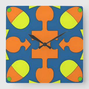 Kleurrijk Geometrisch Abstract Ontwerp Vierkante Klok