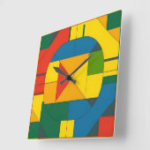 Kleurrijk Geometrisch Abstract Ontwerp Vierkante Klok (Hoek)