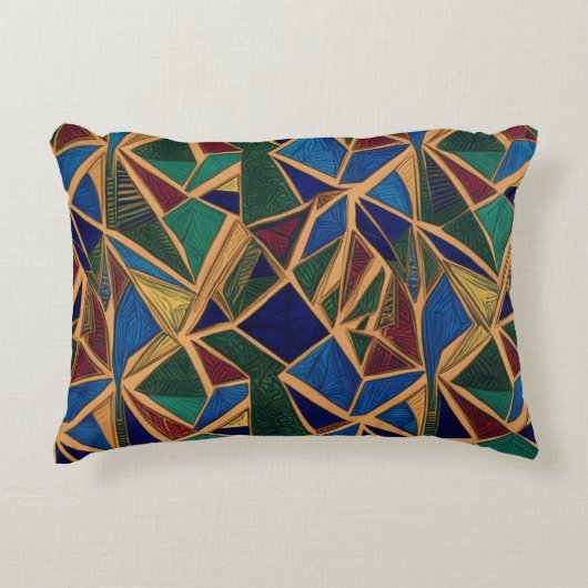Kleurrijk geometrisch abstract patroon accent kussen (Voorkant)