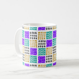 Kleurrijk Geometrisch Abstract Vierkant Patroon Koffiemok