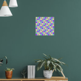 Kleurrijk Geometrisch Abstract Vierkant Patroon Poster