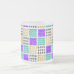 Kleurrijk Geometrisch Abstract Vierkantjes Patroon Matglas Koffiemok