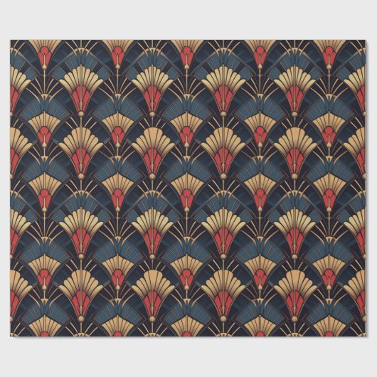 Kleurrijk geometrisch art deco patroon cadeaupapier (Vlak)