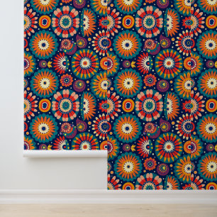 Kleurrijk geometrisch bloemmotief ontwerp behang