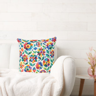 Kleurrijk Geometrisch Bloemmotief Retro Modern Bla Kussen