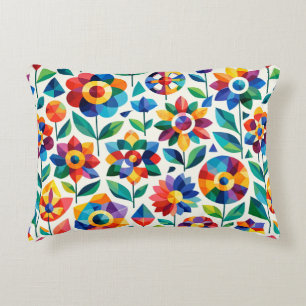 Kleurrijk Geometrisch Bloemmotief Retro Moderne Bl Accent Kussen