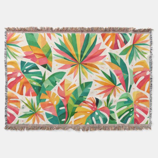 Kleurrijk Geometrisch Bloempatroon Retro Modern Deken (Voorkant)