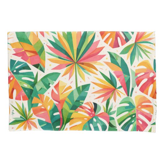 Kleurrijk Geometrisch Bloempatroon Retro Modern Kussensloop (Voorkant)