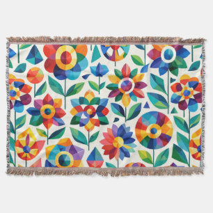 Kleurrijk geometrisch bloempatroon retro moderne b deken