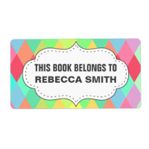 Kleurrijk geometrisch boeklabel | Bookplate Labels