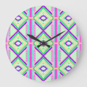 Kleurrijk Geometrisch Boho Patroon Grote Klok (Voorkant)