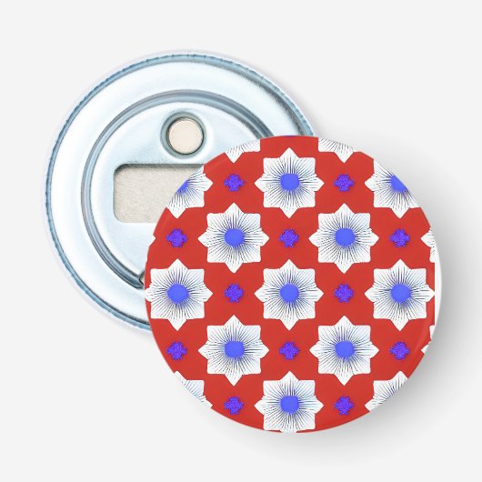 Kleurrijk, geometrisch, cool, modern, trendy grafi button flesopener (Voorkant)