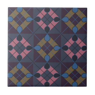 Kleurrijk geometrisch diamantpatroon tegeltje
