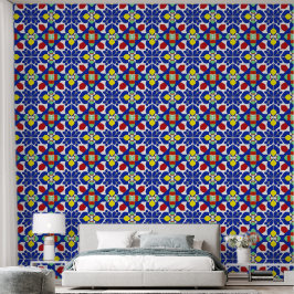 Kleurrijk Geometrisch Geïnspireerd Bloempatroon Behang