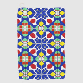 Kleurrijk geometrisch geïnspireerd bloempatroon golfhanddoek