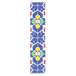 Kleurrijk Geometrisch Geïnspireerd Bloempatroon Korte Tafelloper