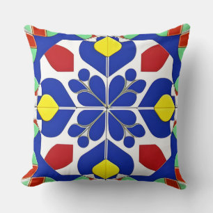 Kleurrijk Geometrisch Geïnspireerd Bloempatroon Kussen