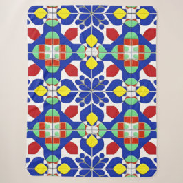 Kleurrijk Geometrisch Geïnspireerd Bloempatroon Sherpa Deken