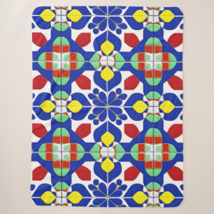 Kleurrijk Geometrisch Geïnspireerd Bloempatroon Sherpa Deken