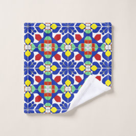 Kleurrijk Geometrisch Geïnspireerd Bloempatroon Washandje