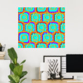 Kleurrijk Geometrisch Glitch Patroon Poster (Thuiskantoor)