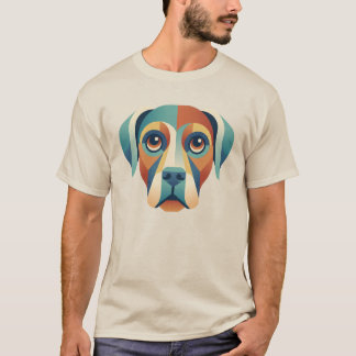Kleurrijk Geometrisch Hondengezicht Heren T-Shirt