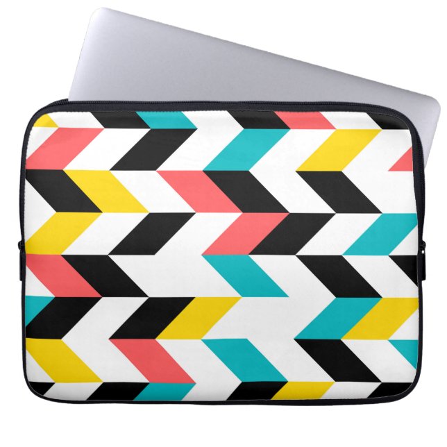 Kleurrijk, geometrisch, koel, uniek, trendgrafisch laptop sleeve (Voorkant)