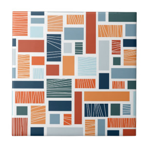 Kleurrijk geometrisch Mid Century stijl ontwerp Tegeltje