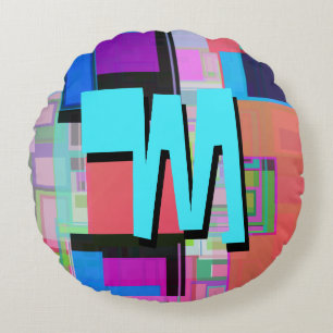 Kleurrijk geometrisch monogram geïnspireerd door d rond kussen