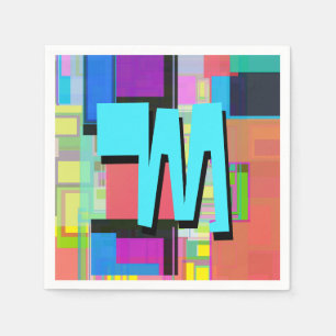 Kleurrijk geometrisch monogram geïnspireerd door d servetten