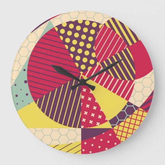 Kleurrijk Geometrisch Ontwerp Abstract Grote Klok (Voorkant)
