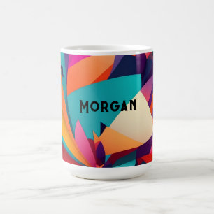 Kleurrijk geometrisch ontwerp, naam of monogram koffiemok