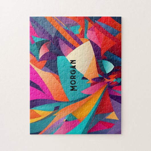 Kleurrijk geometrisch ontwerp, naam of monogram legpuzzel (Verticaal)