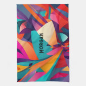Kleurrijk geometrisch ontwerp, naam of monogram theedoek (Verticaal)